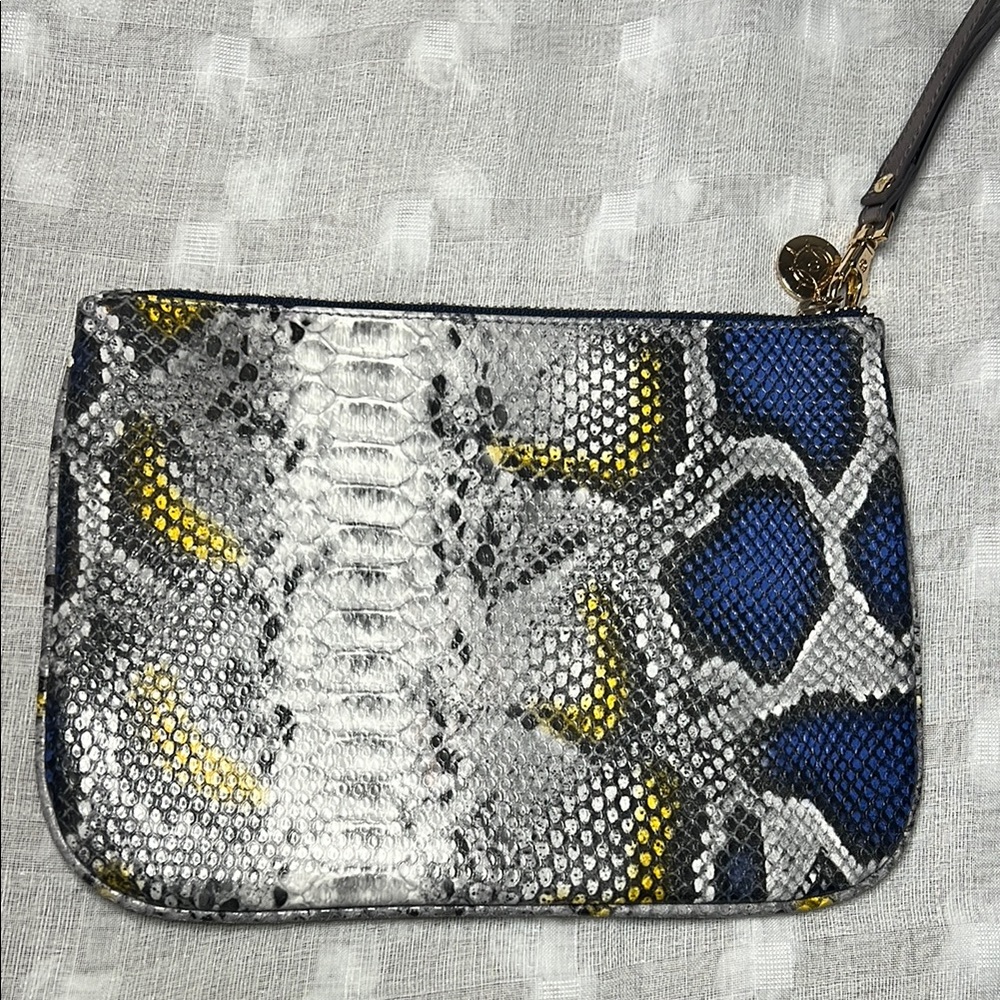 Stephanie Johnson Blue and Yellow Snakeskin Wristlet - Picture 2 of 7